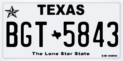 TX license plate BGT5843