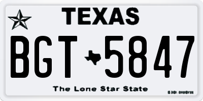 TX license plate BGT5847