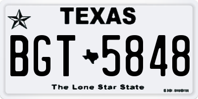 TX license plate BGT5848