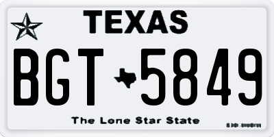 TX license plate BGT5849