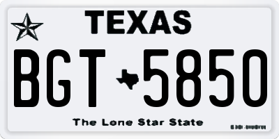 TX license plate BGT5850