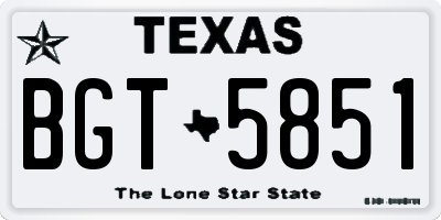 TX license plate BGT5851