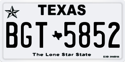 TX license plate BGT5852