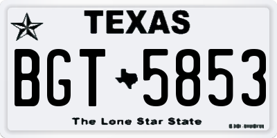 TX license plate BGT5853