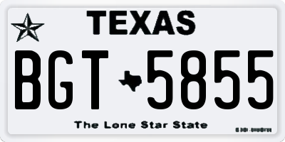 TX license plate BGT5855