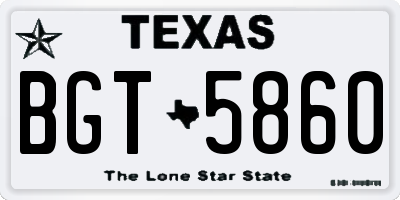 TX license plate BGT5860