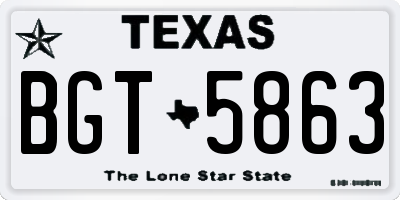 TX license plate BGT5863