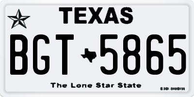 TX license plate BGT5865