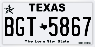 TX license plate BGT5867
