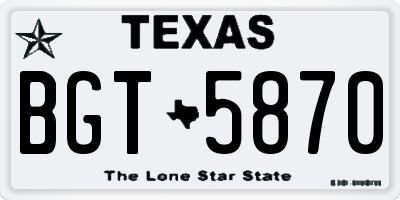TX license plate BGT5870
