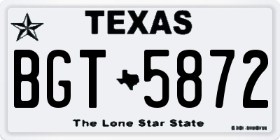 TX license plate BGT5872