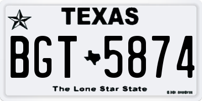 TX license plate BGT5874