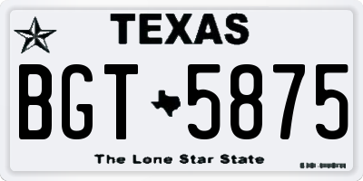 TX license plate BGT5875