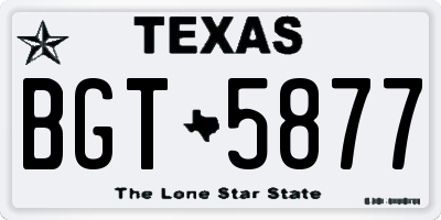 TX license plate BGT5877