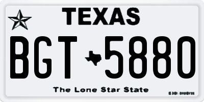 TX license plate BGT5880