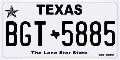 TX license plate BGT5885
