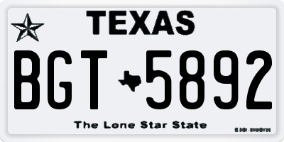 TX license plate BGT5892