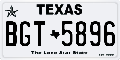 TX license plate BGT5896