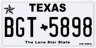 TX license plate BGT5898