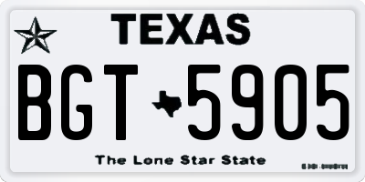 TX license plate BGT5905
