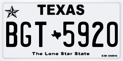 TX license plate BGT5920