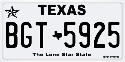 TX license plate BGT5925