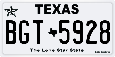 TX license plate BGT5928