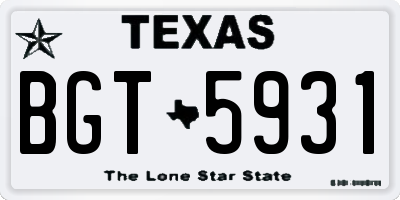 TX license plate BGT5931