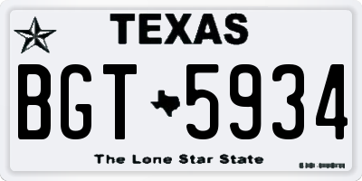 TX license plate BGT5934