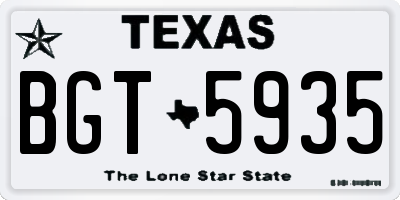 TX license plate BGT5935