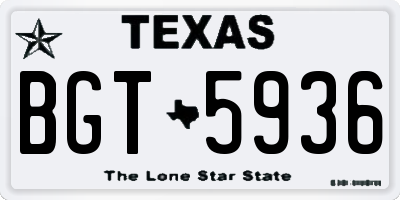 TX license plate BGT5936