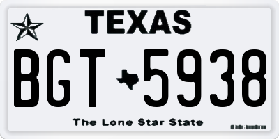 TX license plate BGT5938