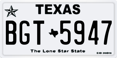 TX license plate BGT5947