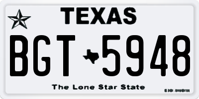 TX license plate BGT5948