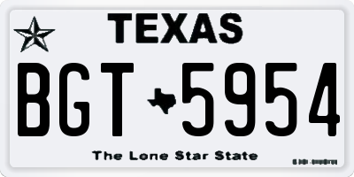 TX license plate BGT5954