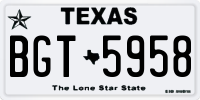 TX license plate BGT5958