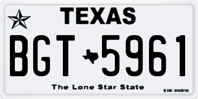 TX license plate BGT5961