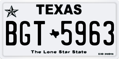TX license plate BGT5963