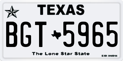 TX license plate BGT5965