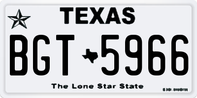 TX license plate BGT5966