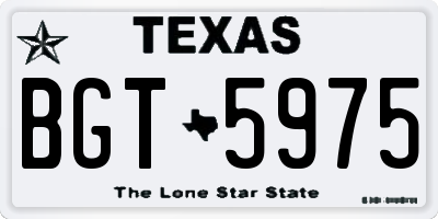 TX license plate BGT5975
