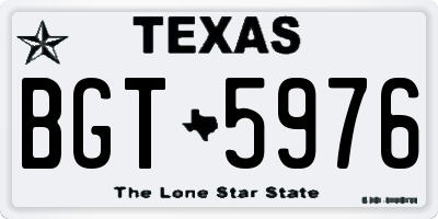 TX license plate BGT5976