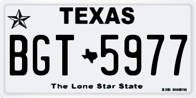 TX license plate BGT5977
