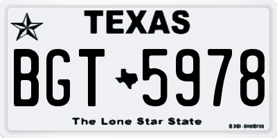 TX license plate BGT5978
