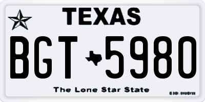 TX license plate BGT5980