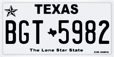 TX license plate BGT5982