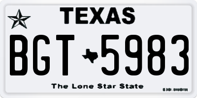 TX license plate BGT5983