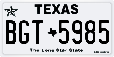 TX license plate BGT5985