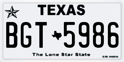 TX license plate BGT5986