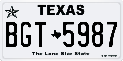 TX license plate BGT5987